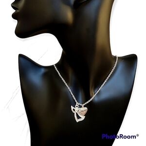 3/$20 Silvertone Memorial Angel Nana Heart Charm Pendant Chain Necklace